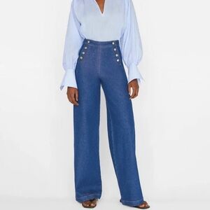 FRAME Women's Sailor Snap High-Rise Wide-Leg Jeans -NWOT